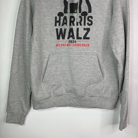 Port & Company Harris Walz 2024 Cat Gray Hooded Sweatshirt Size Small - Picture 3 of 8